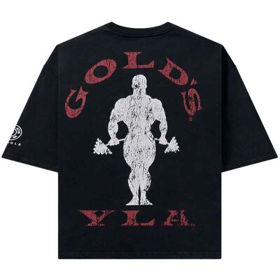 GOLDSGYM美式宽松全棉男t恤弹力