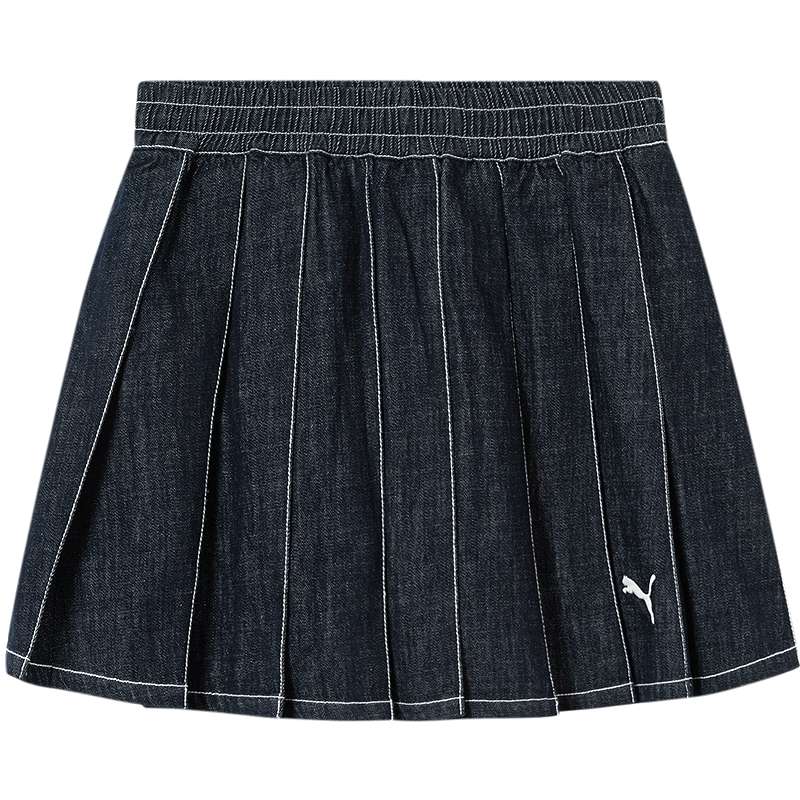PUMA彪马童装26春季新款儿童女童短裙时尚潮流牛仔半身裙百褶裙