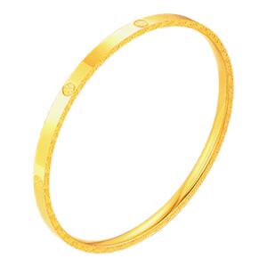 【中国黄金官方店】黄金手镯5G仿钻螺纹足金固口手镯新品