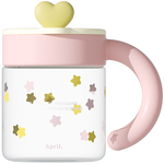 April女生高颜值玻璃杯带把手耐高温水杯子带盖办公室家用马克杯