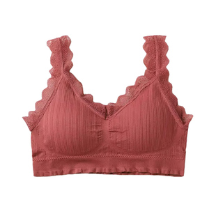 无痕吊带少女聚拢内衣女无钢圈蕾丝花边美背文胸小胸显大舒适内衣