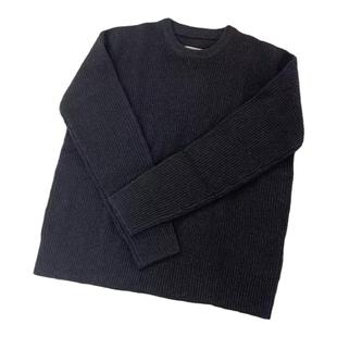 Margie14风格21AW马吉呐复古黑灰羊毛针织衫MM男女圆领套头毛衣