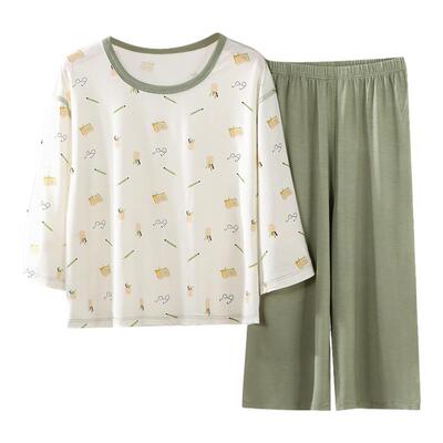 红豆儿童睡衣男孩女童春夏季优可丝七分袖薄款家居服中大童空调服