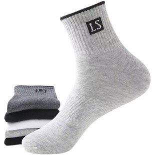 精梳棉袜子男款吸汗透气中筒袜秋冬款吸汗四季百搭全棉运动男袜加