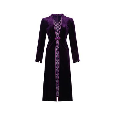 黛玛诗高贵典雅金丝绒旗袍