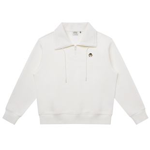 【秋季甄选】Hazzys哈吉斯半拉链卫衣女时尚潮流宽松通勤翻领上衣