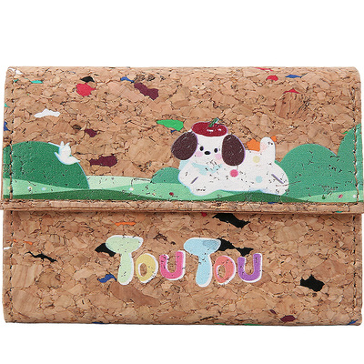TOUTOU新款软木小狗钱包卡包一体证件收纳卡包可爱儿童零钱包礼物
