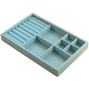 抽屉内绒布首饰盒格子高档精致耳环耳钉发手饰品鲨鱼夹收拾收纳盒