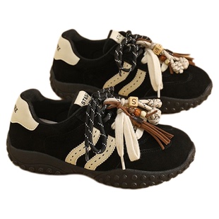 星期六红色厚底德训鞋女春新款软底轻便时尚流苏运动鞋不累脚