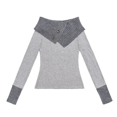 韩国BEDEVIL羊毛一字肩长袖T恤