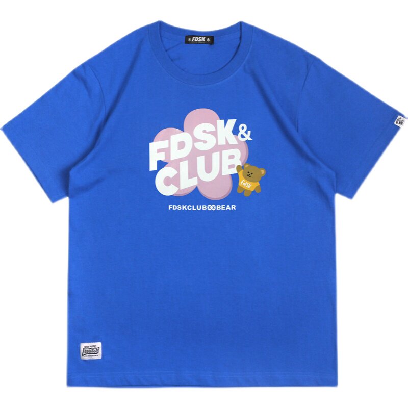 FDSK短袖T恤一朵小红花宝蓝男女