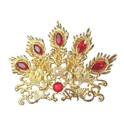 敦煌风古风婚礼双凤发冠火羽头冠