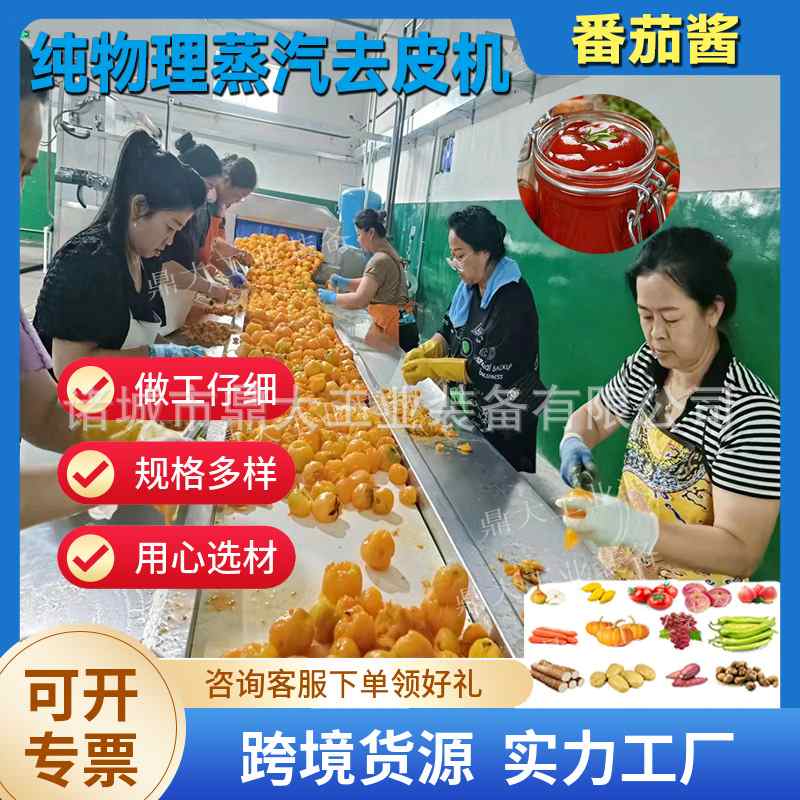 全自动果蔬红薯蒸汽去皮机 番茄去皮设备 黄桃剥皮机 鼎大工业