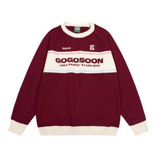 GOGOSOON冬季毛衣新款包芯纱美式复古拼色男保暖针织衫Q