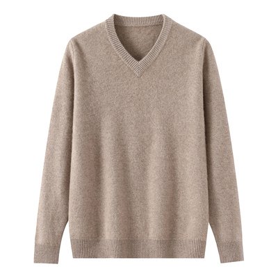 加厚100%纯羊毛衫男士v领毛衣