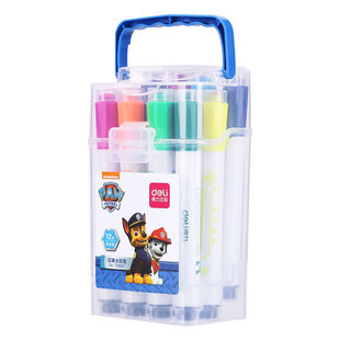 得力24色印章水彩笔套装汪汪队儿童幼儿园小学生可水洗美术绘画笔