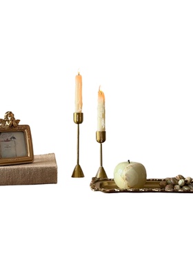 复古铜质烛台摆件套装桌面装饰品