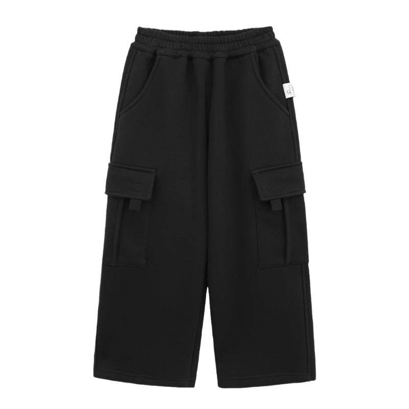 派町童装男童裤子2025新款儿童大口袋直筒裤子加厚加绒中大童保暖