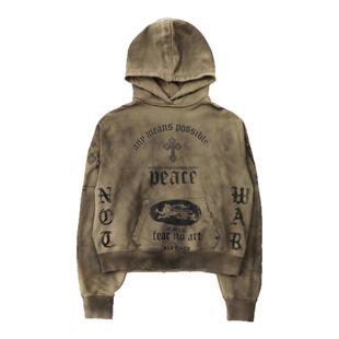 韩国badblood美式复古做旧废土字母印花连帽卫衣早秋宽松休闲上衣