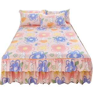 防滑床裙单件全棉双层花边床罩纯棉席梦思保护套韩式公主床单床笠