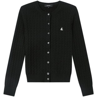 【新品】BEANPOLE滨波秋冬女绞花纹匹马棉圆领复古开襟针织衫毛衣