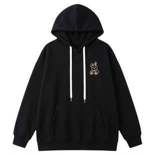 班尼路加绒加厚女式连帽卫衣冬季时尚休闲百搭日常宽松印花上衣J