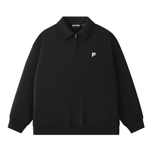 FILA FUSION斐乐潮牌情侣款套头卫衣2025秋新款纯棉宽松翻领上衣