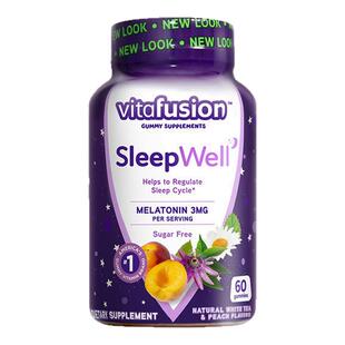 现货仓 美国Vitafusion褪黑素软糖60粒3mg睡眠糖Sleepwell桃子味