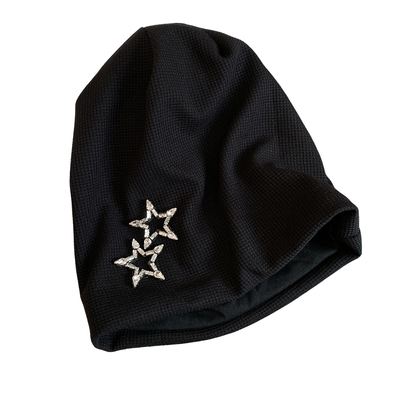 水钻星星黑色冷帽女春秋日系百搭