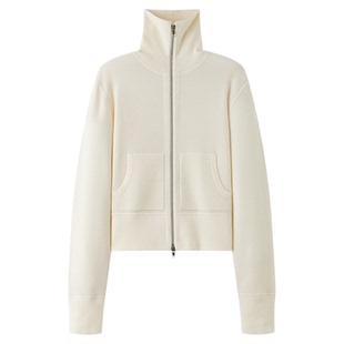 JCLP金纯良品2025秋冬新款美丽诺羊毛针织开衫拉链外套女时髦保暖