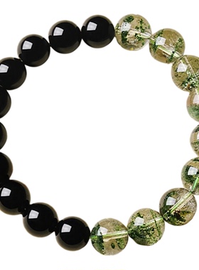 【暴富】黑曜石绿幽灵招财手串