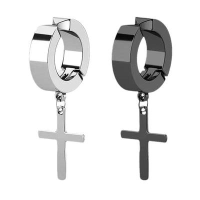 十字架耳夹男无耳洞冷淡风痞帅男士单只耳钉高级感个性酷男生耳环