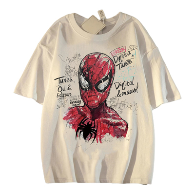 街头蜘蛛侠纯棉短袖t恤男女