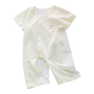 开裆3新生婴儿衣服夏季薄款开档短袖爬服透气a类夏天睡衣连体夏装