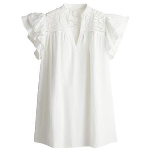 HM女装连衣裙夏季原野浪漫风波嬉风法式飞袖镂空刺绣裙1278037