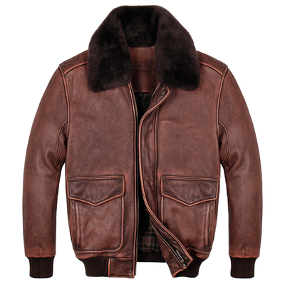 G1飞行服真皮皮衣头层厚牛皮夹克