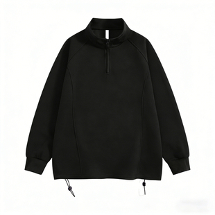 班尼路SK纯色重磅半拉链卫衣男宽松立领春夏季休闲打底衫长袖男YS