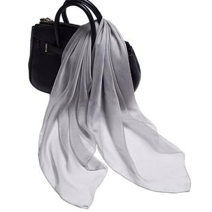 丝巾女小方巾纯真丝围巾2025年春秋冬季护脖子保暖头巾浅灰色颈巾