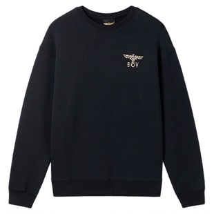 BOYLONDON时尚潮牌烫钻百搭套头圆领卫衣春季男女同款上衣N03035