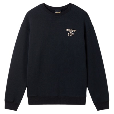 BOYLONDON时尚潮牌烫钻百搭套头圆领卫衣春季男女同款上衣N03035