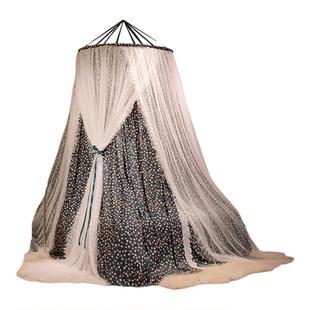 2025新款免安装圆顶吊顶式蚊帐家用吊挂落地式遮光床幔加密公主风