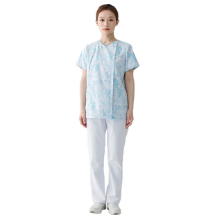 范妮采斯口腔诊所护士服女款蓝色碎花医院护士服分体套装长短袖夏