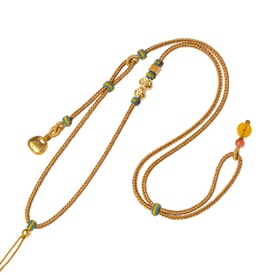 平安扣玉坠吊坠挂绳古法黄金项链绳编绳八宝罗盘蜜蜡中式编织绳子