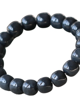 天然和田玉青花籽料聚墨手串