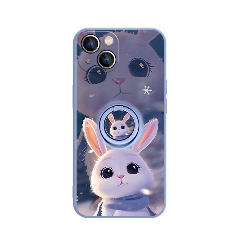 兔年新款苹果13手机壳支架兔子iPhone14promax指环扣12mini带支架一体11本命年xsmax女款xr硅胶8plus套适用se