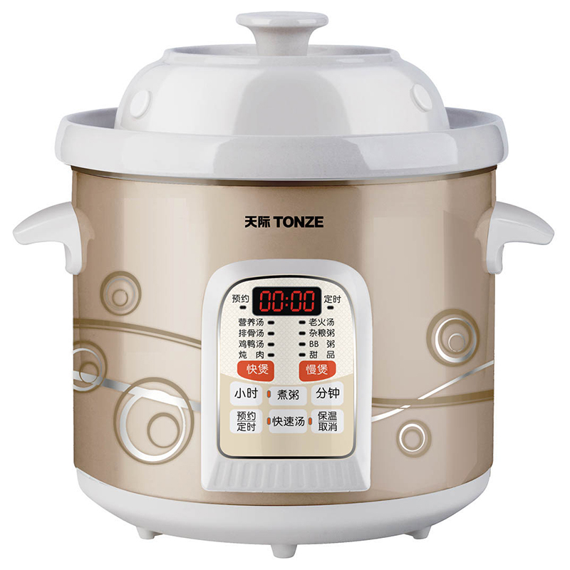 天际电炖炖锅陶瓷全自动5L升家用3-4人6大容量快炖煮粥宝煲汤神器