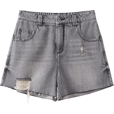 播商场同款短款高腰破洞牛仔裤女夏季新款复古热裤BDS2KD2734