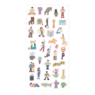 韩国analogue keeper人物日常周边手绘PET透明手帐贴纸素材装饰贴