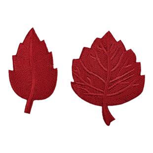 自粘红色花朵刺绣布贴纯色图案补丁贴衣服羽绒服裤子装饰补洞贴花