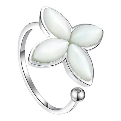 新中式国风四叶花戒指小众设计感